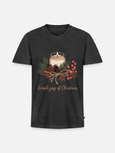 Rustic Christmas Design - Men's Premium Organic V-Neck T-Shirt - heather anthracite