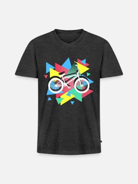 BMX Biking Geometric - Men's Premium Organic V-Neck T-Shirt - heather anthracite