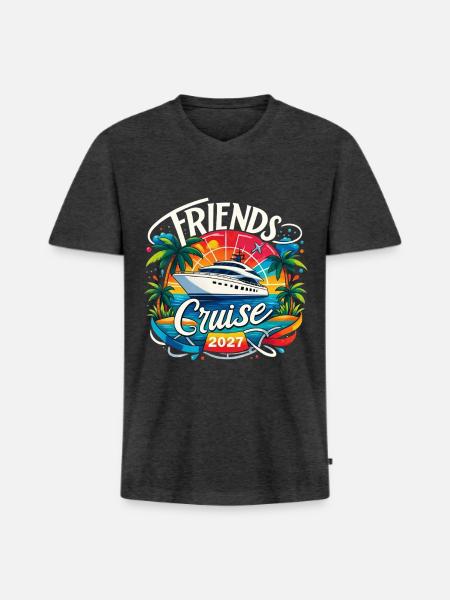 Friends Cruise 2027 - Men's Premium Organic V-Neck T-Shirt - heather anthracite