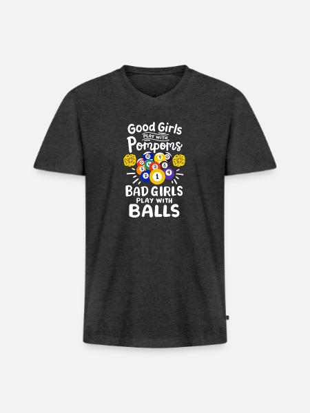 Pool Billiard Player Girls - Men's Premium Organic V-Neck T-Shirt - heather anthracite