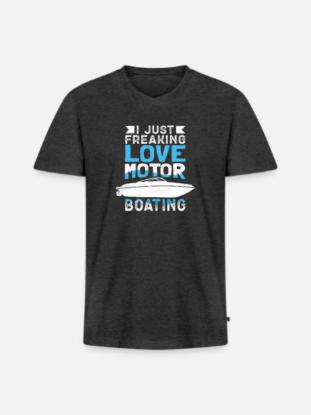 Motorboat Love Motor Boating - Men's Premium Organic V-Neck T-Shirt - heather anthracite