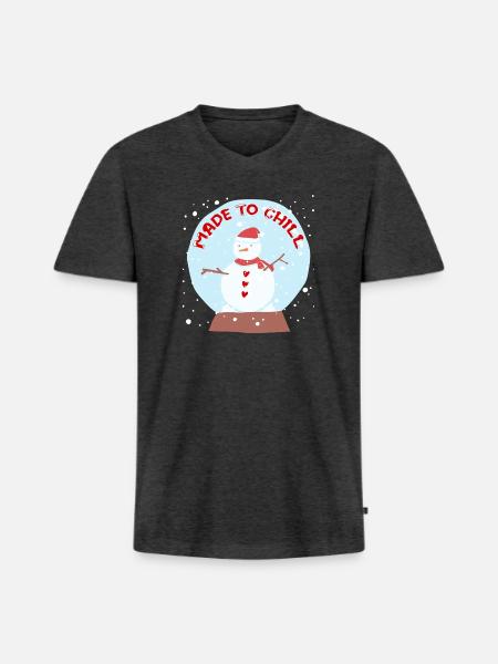 Snowman - Men's Premium Organic V-Neck T-Shirt - heather anthracite