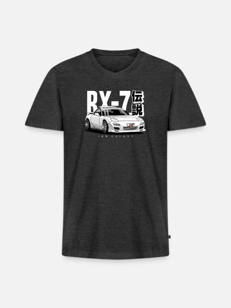 JDM Galaxy RX-7 Legend - Men's Premium Organic V-Neck T-Shirt - heather anthracite