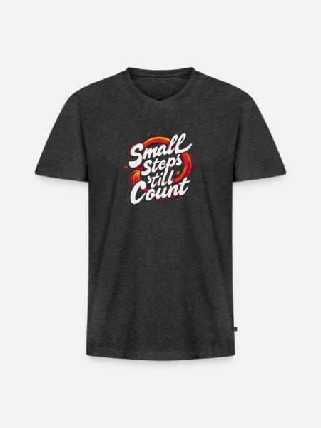 Small Steps Still Count - Men's Premium Organic V-Neck T-Shirt - heather anthracite