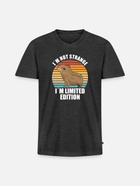 Capybara zoo animal design - Men's Premium Organic V-Neck T-Shirt - heather anthracite