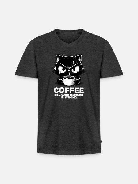Murder is wrong (dark) - Men's Premium Organic V-Neck T-Shirt - heather anthracite