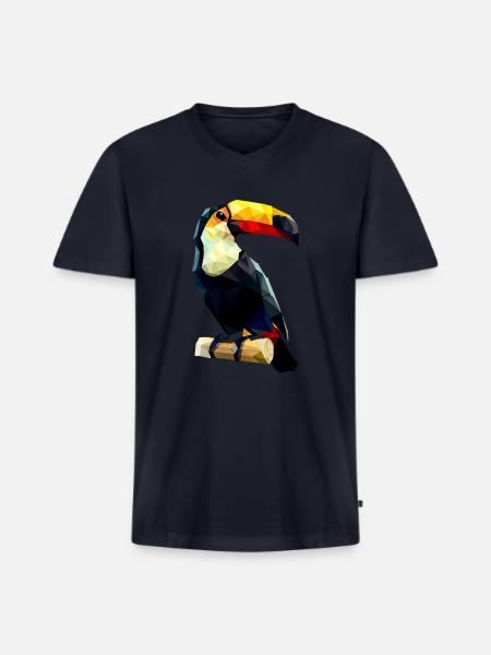 Polygonal Toucan - Men's Premium Organic V-Neck T-Shirt - navy