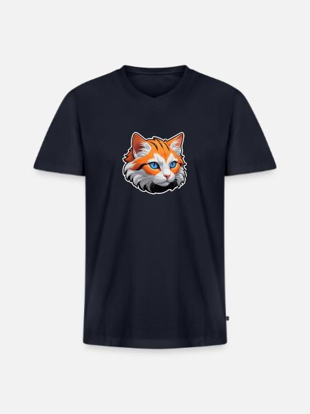 Cat face - Men's Premium Organic V-Neck T-Shirt - navy