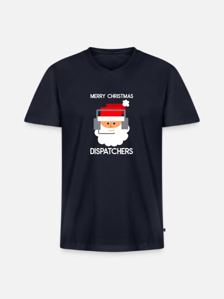 Merry Christmas 911 Dispatcher - Men's Premium Organic V-Neck T-Shirt - navy