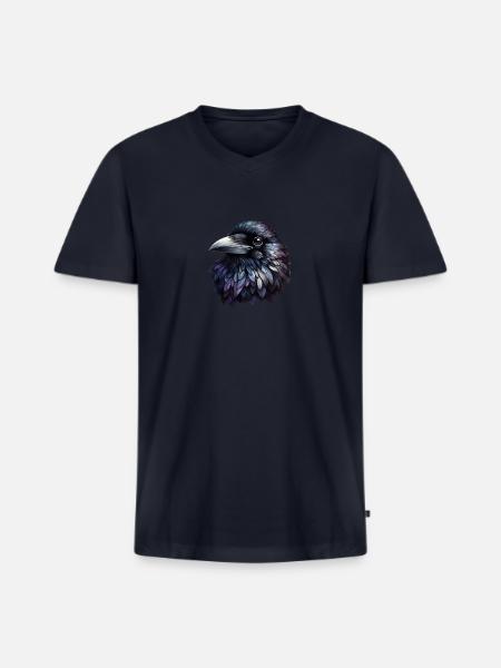 Raven - Men's Premium Organic V-Neck T-Shirt - navy