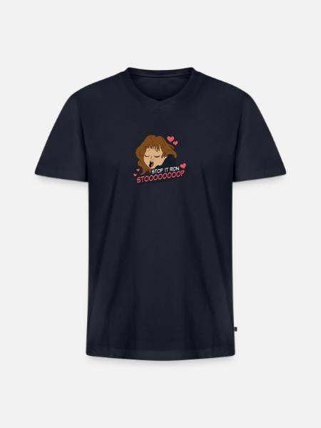 Stop It Ron - Men's Premium Organic V-Neck T-Shirt - navy