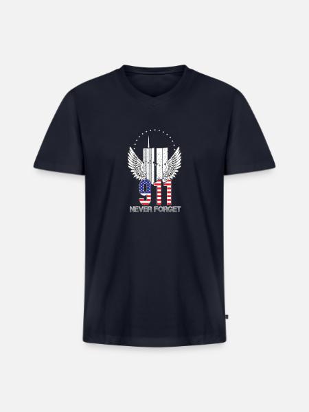 911 Never forget wings - Men's Premium Organic V-Neck T-Shirt - navy