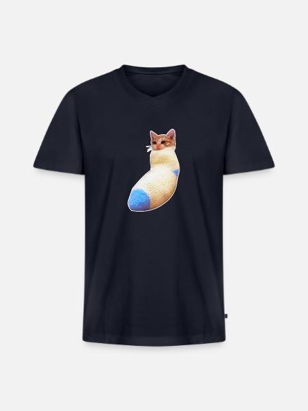 sadcat sock meme funny - Men's Premium Organic V-Neck T-Shirt - navy