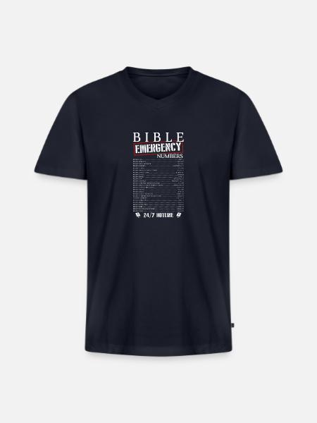 Bible Emergency Numbers - Men's Premium Organic V-Neck T-Shirt - navy