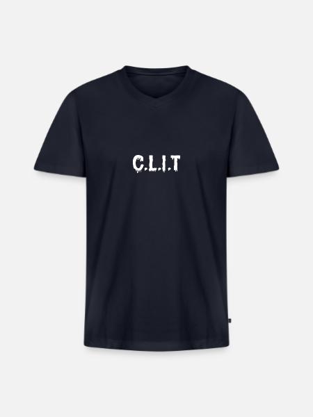 C.L.I.T white - Men's Premium Organic V-Neck T-Shirt - navy
