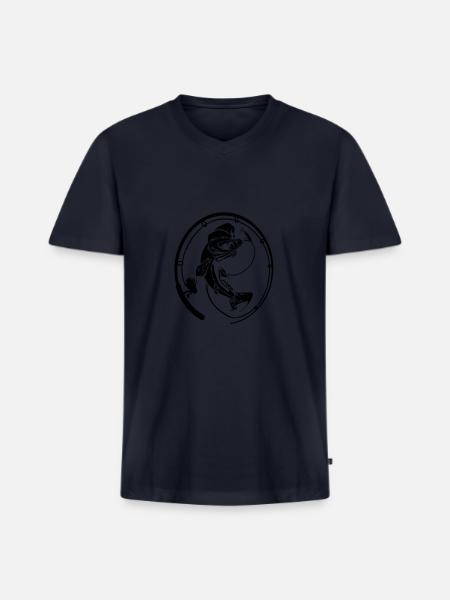 Christmas angler fish trout - Men's Premium Organic V-Neck T-Shirt - navy