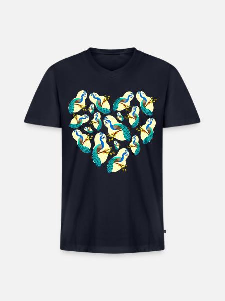 peacock - Men's Premium Organic V-Neck T-Shirt - navy