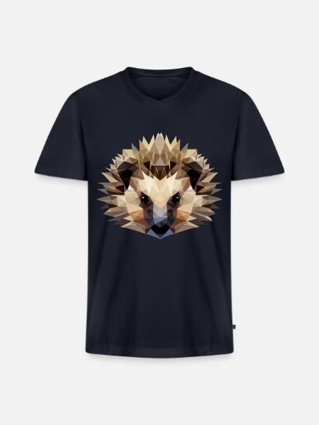 Hedgehog Polygon Style - Men's Premium Organic V-Neck T-Shirt - navy