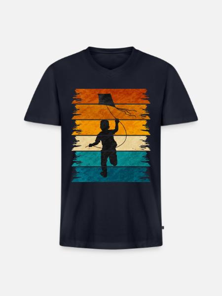 Kite Flying - Men's Premium Organic V-Neck T-Shirt - navy