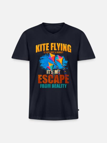 Kite Flying - Men's Premium Organic V-Neck T-Shirt - navy