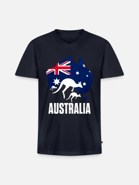 Australian Map With Kangaroo - Men's Premium Organic V-Neck T-Shirt - navy