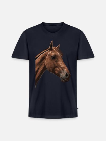 Horse - Men's Premium Organic V-Neck T-Shirt - navy