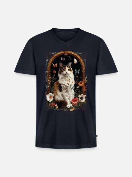 Turkish Van Cat - Men's Premium Organic V-Neck T-Shirt - navy