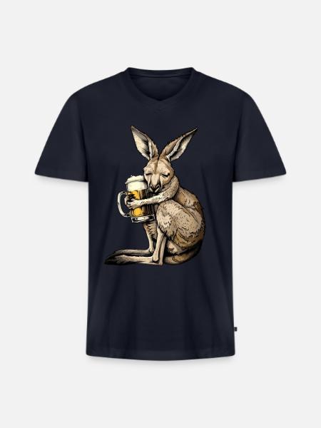 Kangaroo - Men's Premium Organic V-Neck T-Shirt - navy