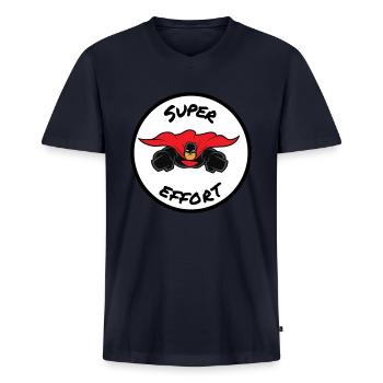 Super effort - Men's Premium Organic V-Neck T-Shirt - navy - Front - AI Model Male 178 light (178cm)