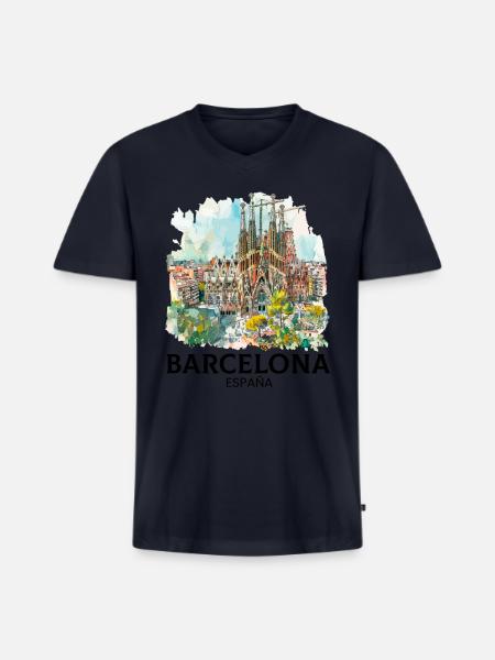 barcelona spain espana - Men's Premium Organic V-Neck T-Shirt - navy