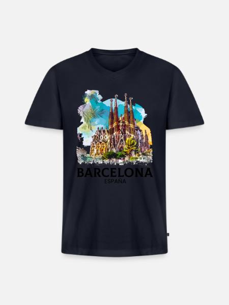 barcelona spain espana - Men's Premium Organic V-Neck T-Shirt - navy