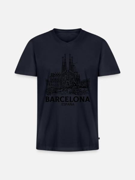 barcelona spain espana - Men's Premium Organic V-Neck T-Shirt - navy