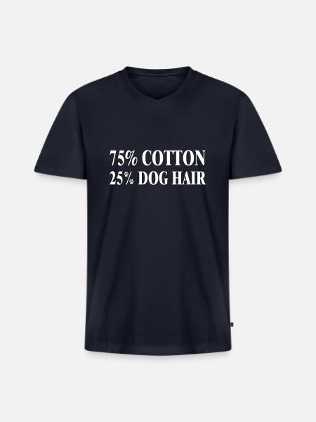 Dog Hair Cotton Blend Tee - Men's Premium Organic V-Neck T-Shirt - navy