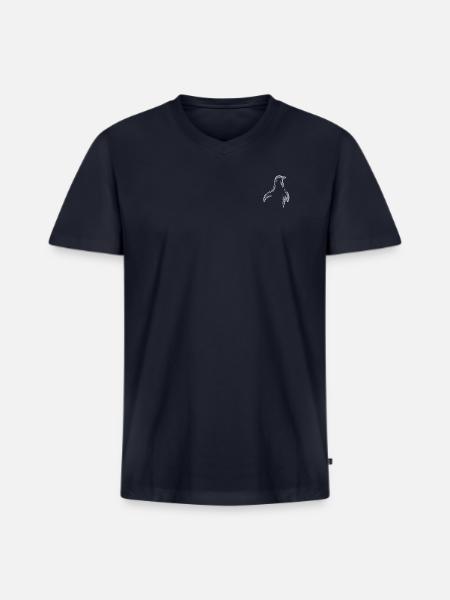 Penguin Chalk Drawing - Men's Premium Organic V-Neck T-Shirt - navy