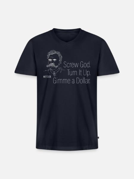 The Friedrich Nietzsche Summary - Men's Premium Organic V-Neck T-Shirt - navy
