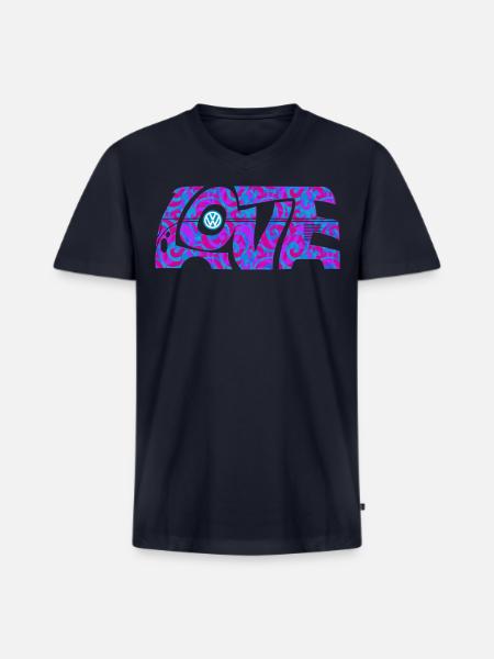 Volkswagen VW T1 Camper Love With VW logo - Men's Premium Organic V-Neck T-Shirt - navy