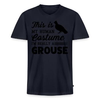I'm Really A Grouse Shirt - Men's Premium Organic V-Neck T-Shirt - navy - Front - AI Model Male 178 light (178cm)