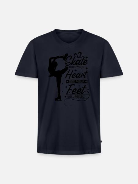 Heart Figure Skating - Men's Premium Organic V-Neck T-Shirt - navy