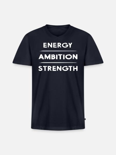 strength ambition energy ambitious - Men's Premium Organic V-Neck T-Shirt - navy