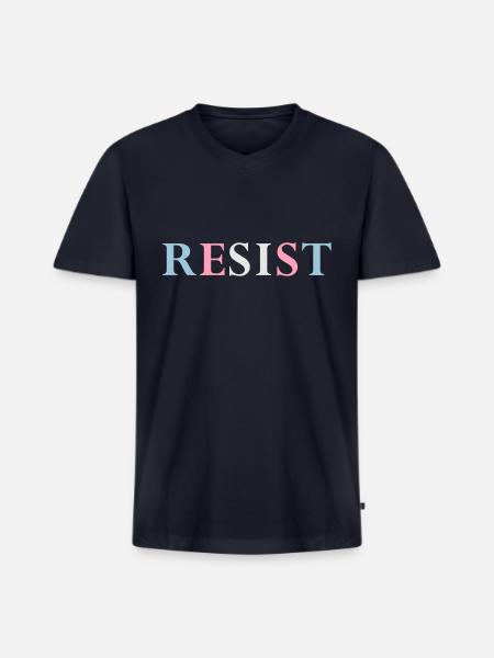 RESIST - Trans Trans - Men's Premium Organic V-Neck T-Shirt - navy