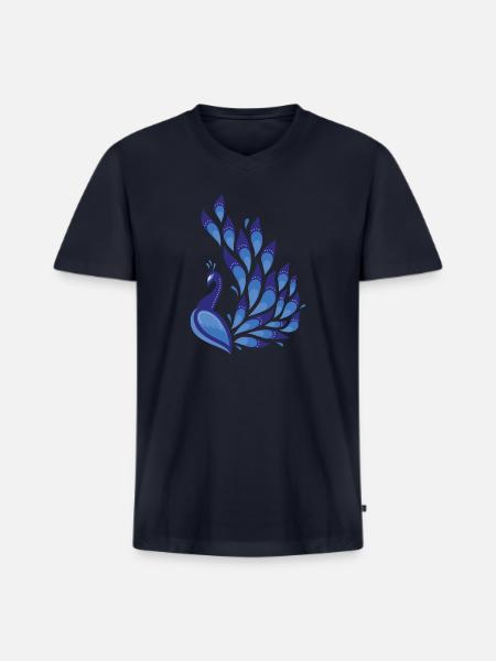 Peacock - Men's Premium Organic V-Neck T-Shirt - navy