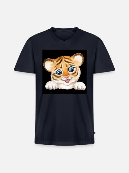 Beautiful baby tiger - Men's Premium Organic V-Neck T-Shirt - navy