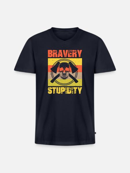 Bravery stupidity tshirt - Men's Premium Organic V-Neck T-Shirt - navy