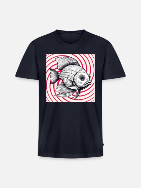 red striped fish - Men's Premium Organic V-Neck T-Shirt - navy