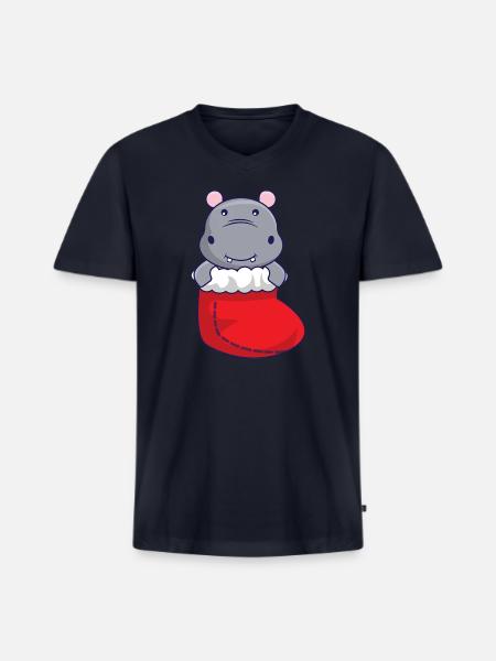 Sock in Hippo - Men's Premium Organic V-Neck T-Shirt - navy