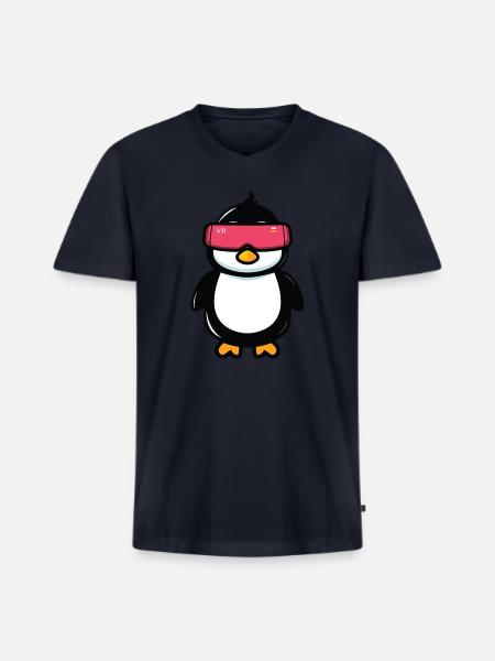 VR penguin - Men's Premium Organic V-Neck T-Shirt - navy