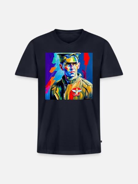 American Bomber Pilot - WW2 - Men's Premium Organic V-Neck T-Shirt - navy