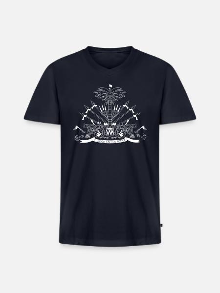 Haiti Coat of Arms - Men's Premium Organic V-Neck T-Shirt - navy