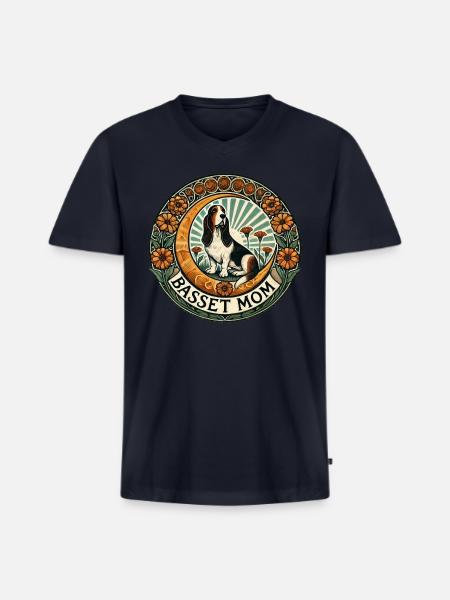 Basset Mom - Men's Premium Organic V-Neck T-Shirt - navy