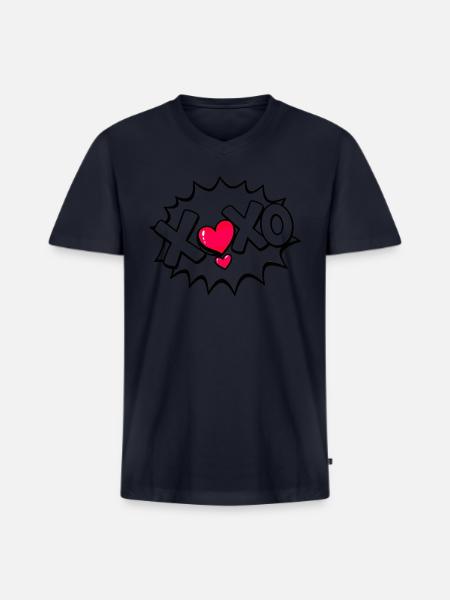 XOXO - Men's Premium Organic V-Neck T-Shirt - navy